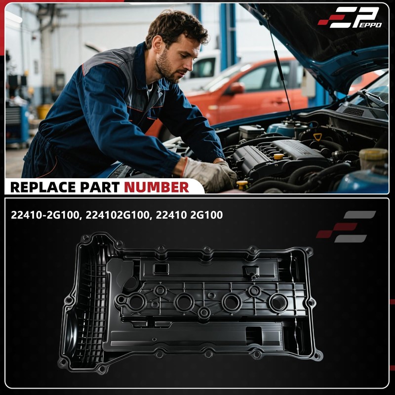 Valve Cover with Gasket 224102G100 for Hyundai 2.0L 2.4L 2010-2016(Black)