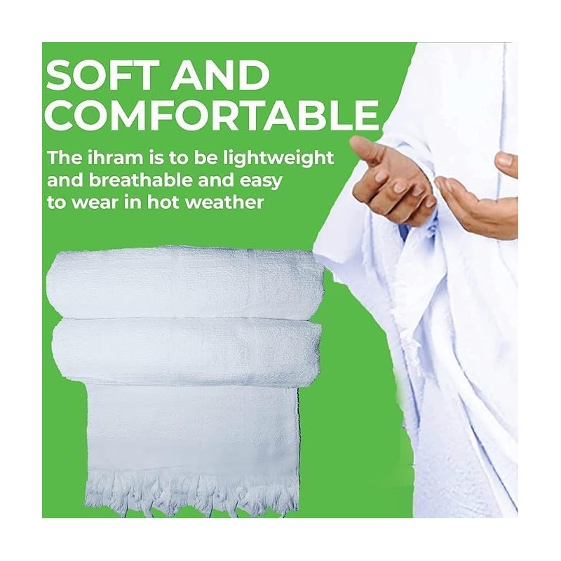 Ihram for Hajj and Umrah 100% Pure Cotton Lightweight Towels