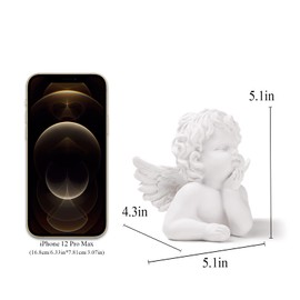 BRABUD Resin White Angle Statue Praying Cherub Statue Indoor Outdoor Home Garden Wings Angel Decoration Figurine Collection 5.1'' TQGJBS71