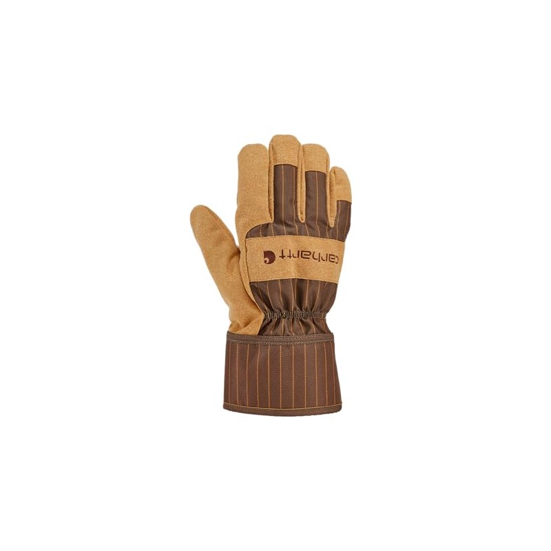 Carhartt Isolierter Herren-Handschuh aus synthetischem Wildleder, Sicherheitsmanschette, Braun, RR Stripe,