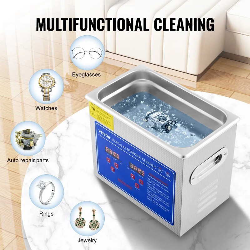 For Electric Digital 40kHz Ultrasonic Cleaner 3L Stainless Steel Heated