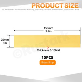Rustark 10Pcs Brass Strip Assortment Kit Brass Sheet Metal Shim Stock Sheet Metal Shims, 1" Width x 5.9" Length, 0.006" Thickness