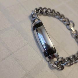 Speidel vintage 70s mens Speidel carbon fiber  id bracelet, brand new old stock USA made