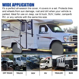 Rv Trailer Wheel Tire Covers Wheel Covers for Painting Truck, SUV, Motorhome,Trailer, Camper Fits 27-29 Inch Tire Diameter Water Resistant Dustproof Sun Snow Tire Covers