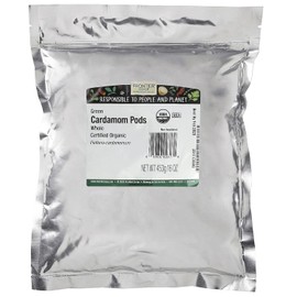 Frontier Co-op Organic Whole Cardamom Pods, 1-Pound, Sweet, Warm Taste, Exotic Floral Aroma, Certified Organic & Kosher