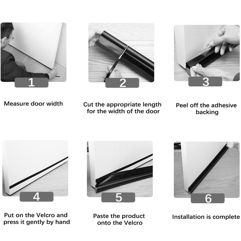 2 x 96 cm black draught excluder for doors, draught