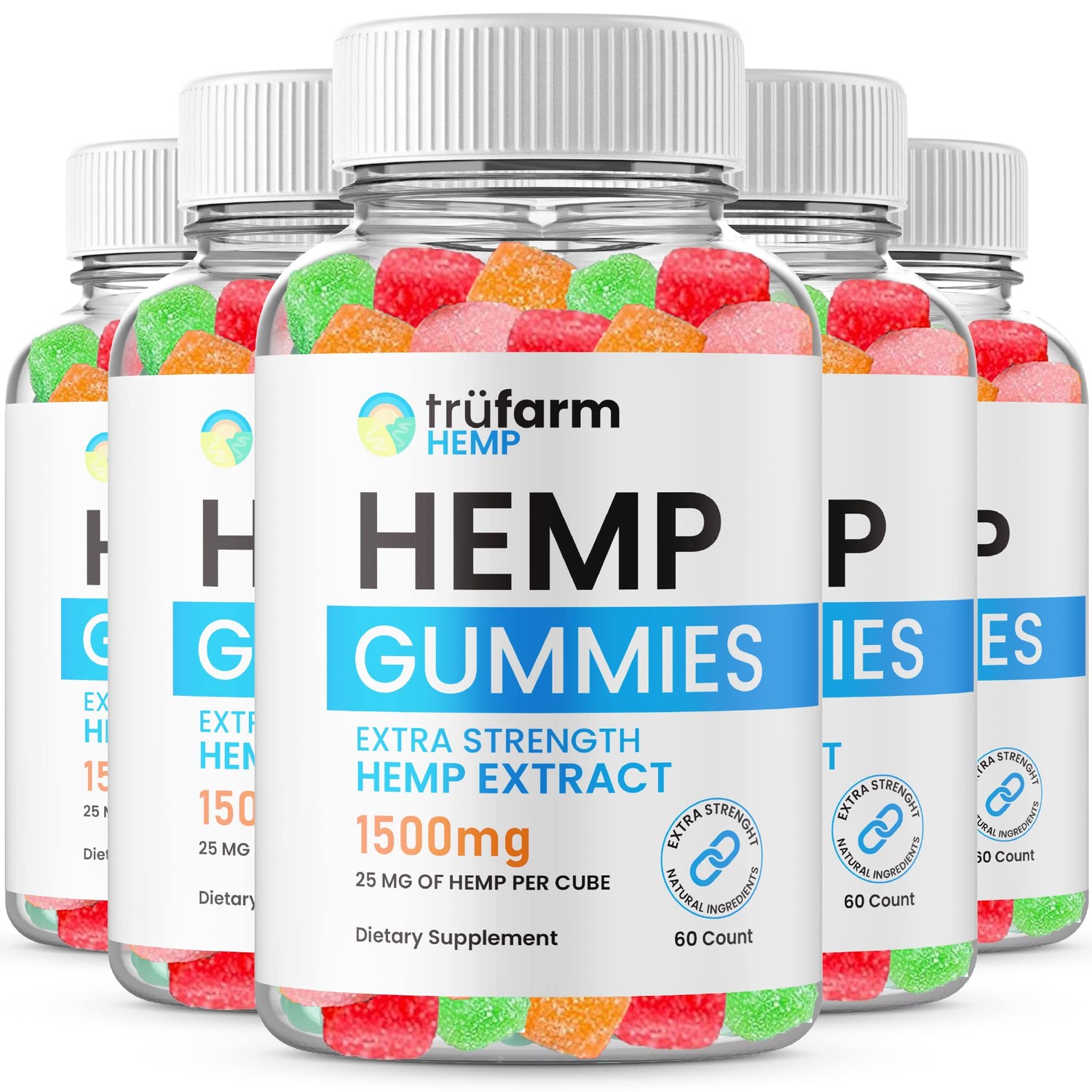 (5 Pack) Trufarm Gummies Official Formula Tru Farm Code Gummies Plus, Maximum Strength
