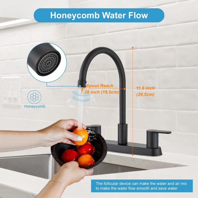 Cinwiny 8 Inch Centerset Kitchen Faucet for Sink 3 Hole