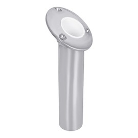 White Water 53316S Marine Stainless Steel Oval Rod Holder with 15 Degree Angle, for Boat, Fishing, Fishing Pole, Yacht, Camping, RV, Truck
