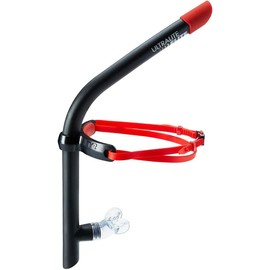TYR Ultralite Elite Swim Snorkel - Adult Snorkeling Gear for Swimming Training - Ultra-Lightweight and Comfortable for Body Alignment Exercises - Black/Red