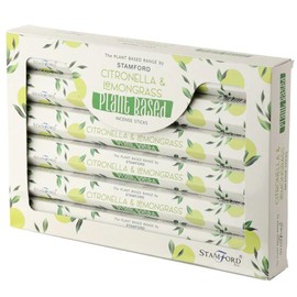 6x Citronella & Lemongrass Incence Sticks Premium Plant Based Stamford Hex 23cm Long Incense Sticks
