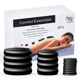 Hot Stones Massage Set, 16Pcs Hot Rocks Massage Stones, Basalt Rocks for Home Spa Therapy Relaxing, Non-Electric