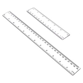 Plastic Ruler 2 Pack 12 Inch and 6 inch Clear Straight Ruler with inches and Metric Measuring Tool for Student School Office