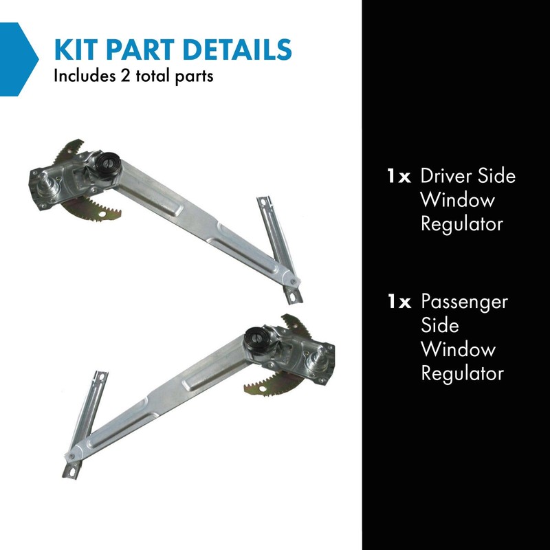 TRQ Driver & Passenger Side Manual Window Regulator Set Compatible