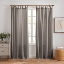 Elrene Home Fashions Rhodes Solid Indoor/Outdoor Window-Curtain Set, 2 Panels, 52 inches X 108 inches, Gray