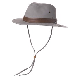 Comhats UPF 50 Cotton Safari Fedora Aussie Hat Men, Womens UV Protection Sun Hat for Fishing Hiking Walking, Summer Bush Hat, Wide Brim Travel Adventurer Hat, Grey XL