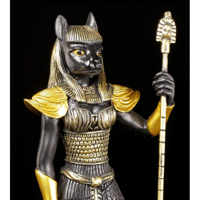 Egyptian Bastet Figurine Black Gold - Warrior Decoration Egypt Statue