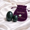 2-Piece Drilled Nephrite Jade Stone Egg Set – Medium &