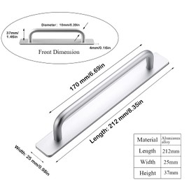 Self-Stick Instant Cabinet Drawer Handles Pulls - 2pcs Aluminum Alloy Drawer Push Pull Handles Helper with Adhesive Door Handle for Kitchen Cabinet Drawer Window Sliding Closet (8.35", Silver)