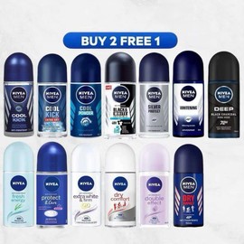 Buy 2 Free 1 Nivea Men & Women Deodorant Roll-On 50ml – Long-Lasting Freshness