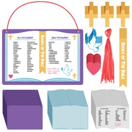 Motipuns 24 Sets Books of The Bible Craft Kit for Kids Religious Sunday School Crafts Christian Bible DIY Sticker Hanging Ornament for Classroom VBS Church Activities