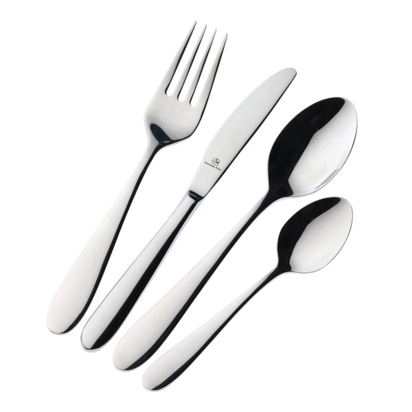 Grunwerg Windsor 4-Piece Children’s Cutlery Set, 18/10 Stainless Steel, Metallic