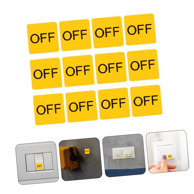 CAXUSD 12sheets Off Stickers Caution Labels for Equipment Easy to