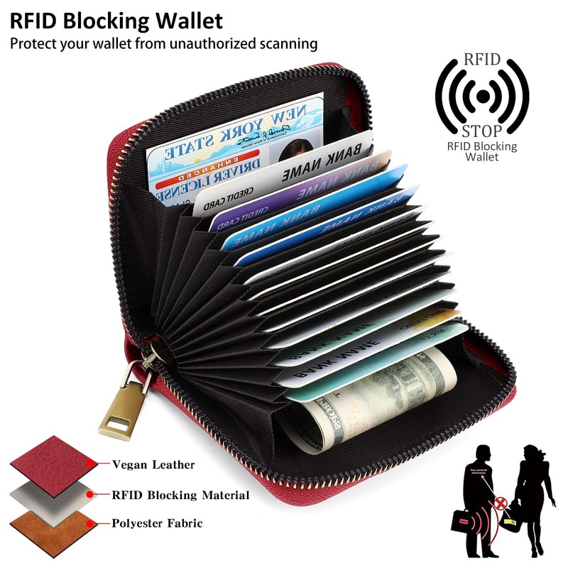 SENDEFN Card Holder Wallet for Women, Small RFID Blocking Card