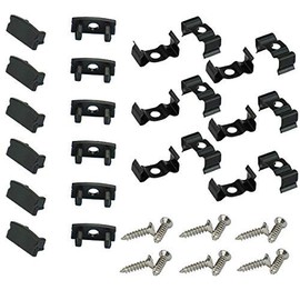 Black LED Channel Mounting Clips and End Caps Suit for Muzata Black U1SW U Shape Aluminum Channel,12-Pack LCU2