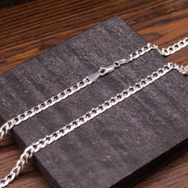 Tuscany Silver Flat Curb Chain Necklace of 61 cm/24-inch