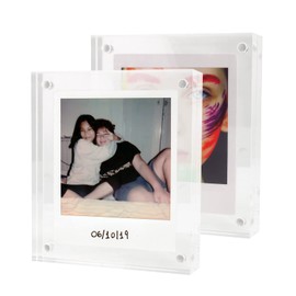 BBEST Acrylic Photo Frame, for Cheki instax SQUARE, Set of 2, Transparent, Acrylic Frame for Photos, Double-sided Use, Portrait and Landscape, Picture Stand with Magnet, For Framing Calendar, Pressed