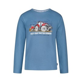 SALT AND PEPPER Boys Ls Print Emb Tractor Baby and Toddler T-Shirt Set, Blue (stone blue)