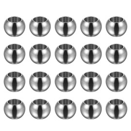 HARFINGTON 40pcs Beads 10mm Stainless Steel 6mm Hole Dia Bead for DIY Crafts, Silver Tone