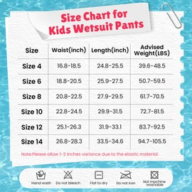 Intbost 3mm Wetsuit Pants for Kids Neoprene Bottom for Boys Keep Warm in Cold Water Wet Suit Pants for Girls Wetsuit Pants Toddler Little Children Swimming Scuba Diving Snorkeling