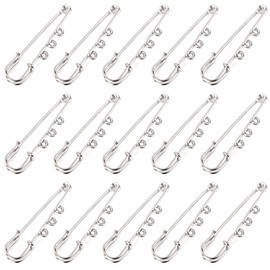 Framendino, 20 Pack Heavy Duty Safety Pins Metal Brooch Pin Kilt Pins Fasteners with 3 Loops for DIY Crafts Jewelry Making Arts Sewing Clothes Blankets Skirts Kilts Knitted Fabric 2 Inch Silver