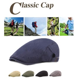 Yixda Men's Gatsby Peaked Cap Vintage Cotton Flat Cap Newsboy Flat Cap, black