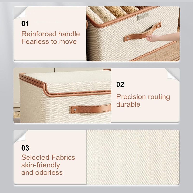 Vbvbip 4 PCS Oxford Fabric Storage Bins with Attached Lid