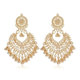 ALRNBY Indian Earrings for Women Gold Chandelier Earrings Dangle Dainty Jhumka Earrings Tassel Earrings Lightweight (Color2)