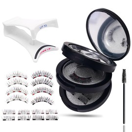 XFSRG Magnetische Wimpern Künstliche Wimpern Magnetisch Natürlicher Look Magnetwimpern Magnetische Wimpern mit Zange Bürste Wiederverwendbar Kein Kleber für Make up(Schwarz)