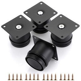 BSTKEY 4pcs Cabinet Legs Height Adjustable Furniture Sofa Support Legs Stainless Steel Table Legs for Sofa Table Furniture Support Feet Adjustable 5cm to 6.4cm Black
