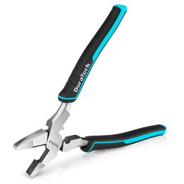 DURATECH 9.5 INCH High Leverage Linemans Pliers, Heavy Duty Side Cutters, Linesman Pliers for Wire Cutting, Crimping