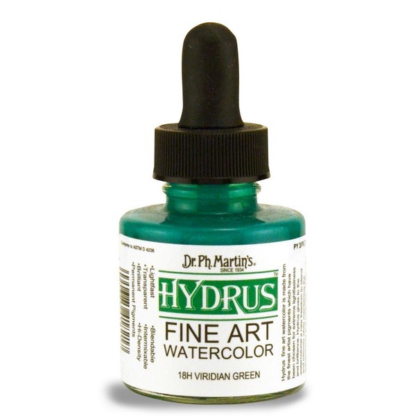 Dr. Ph. Martin's Hydrus Fine Art (18H) Watercolor Bottle, 1.0 oz, Viridian Green