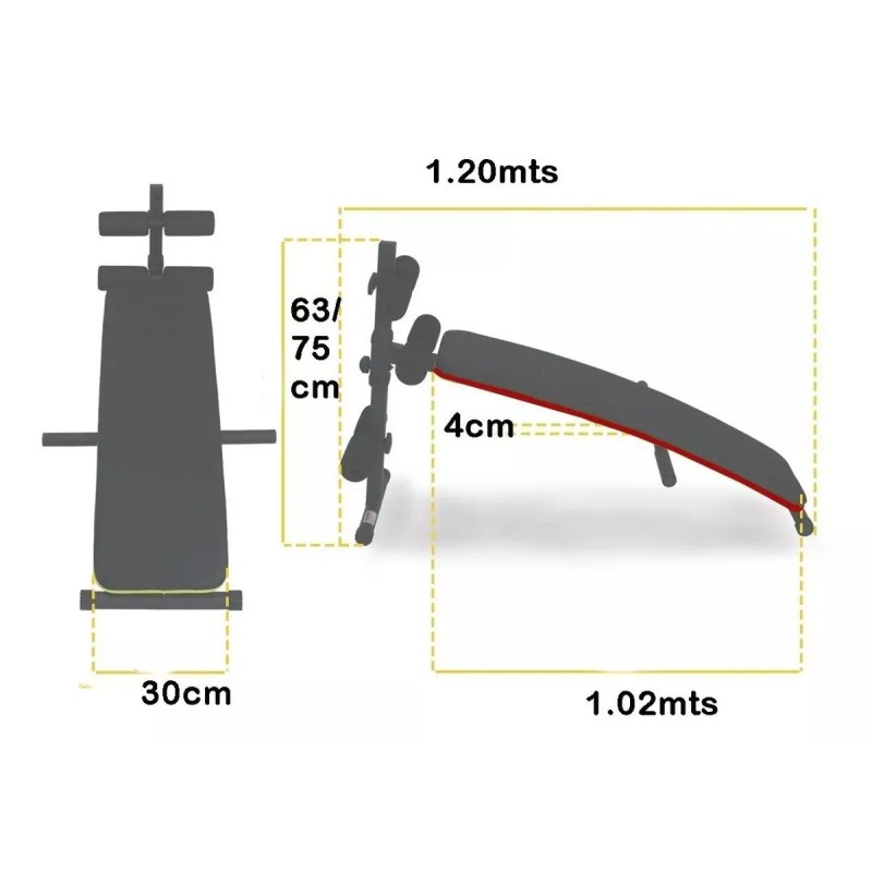 ArgenMex Banco Inclinado Curvo P/ Abdominales Ejercitador Gimnasio