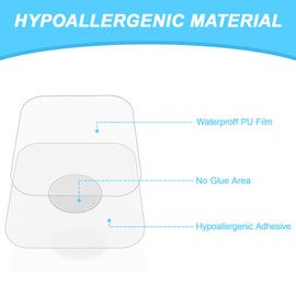 Waterproof Sticker for Freestyle Libre 3, 20 PCS Freestyle Adhesive Patches, NO Glue in The Center, Precut Transparent CGM Sensor Covers with Strong Adhesive, Continuous Protection for 14 Days