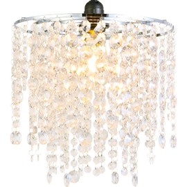 Hi-ERA Lamp Shades Ceiling, Acrylic Light Shade, Ceiling Light Shade Faux Chandelier for Bedroom, Beaded Lampshade Height 30cm, 3 Tiers, Clear