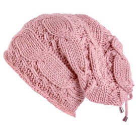 Lilax Cable Knit Slouchy Chunky - Gorro de invierno, Rosado, Talla única