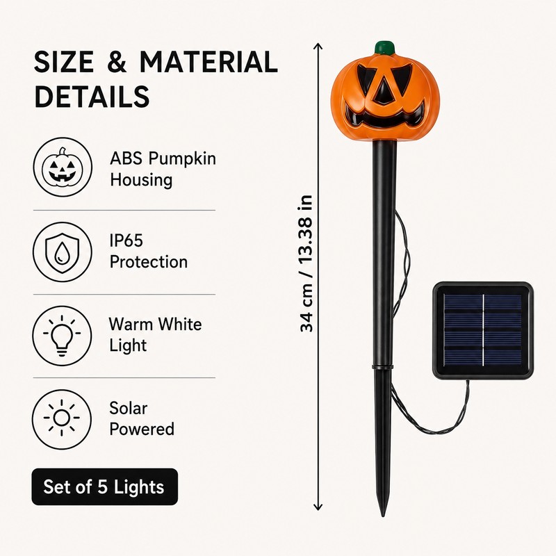 Solar Halloween Pumpkin Stake Lights for Outdoor Garden Decoration –