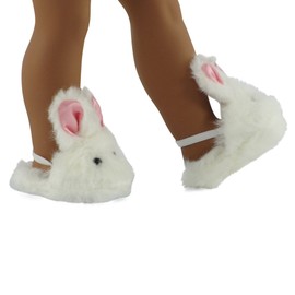 Emily Rose 18 Inch Doll Clothes Fluffy Bunny Slippers Accessory | Compatible with 18" American Girl Dolls | USA Business