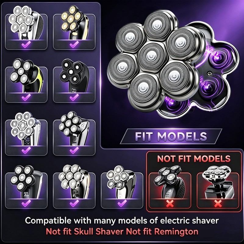 7D Magnetic Floating Heads for SHPAVVER Wyklaus Cyruzi Bald Razors