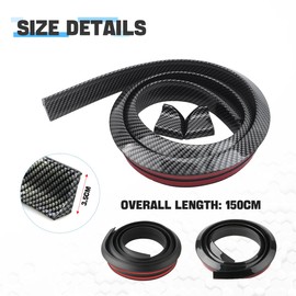 JNNJ Car Rear Spoiler Made of Waterproof Rubber, 3D Body Boot Spoiler, Car Roof Spoiler Lip Strips, Universal Spoiler Sticker for Many Vehicles (Carbon Fibre)